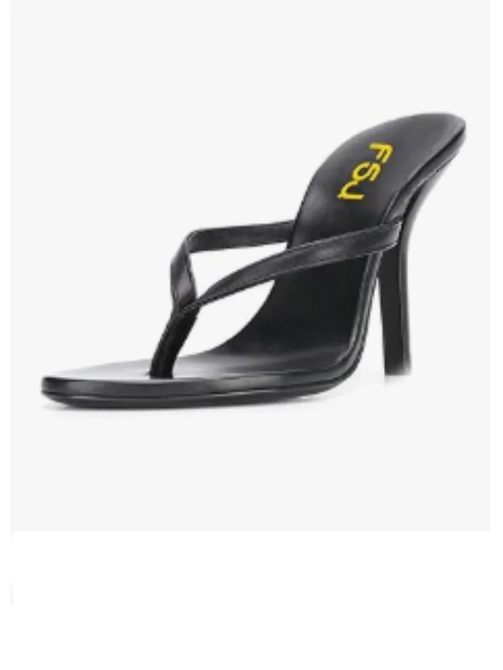 FSJ Black Thong Flip Flops Stiletto High Heels Slip On Almond Toe Casual Sandals